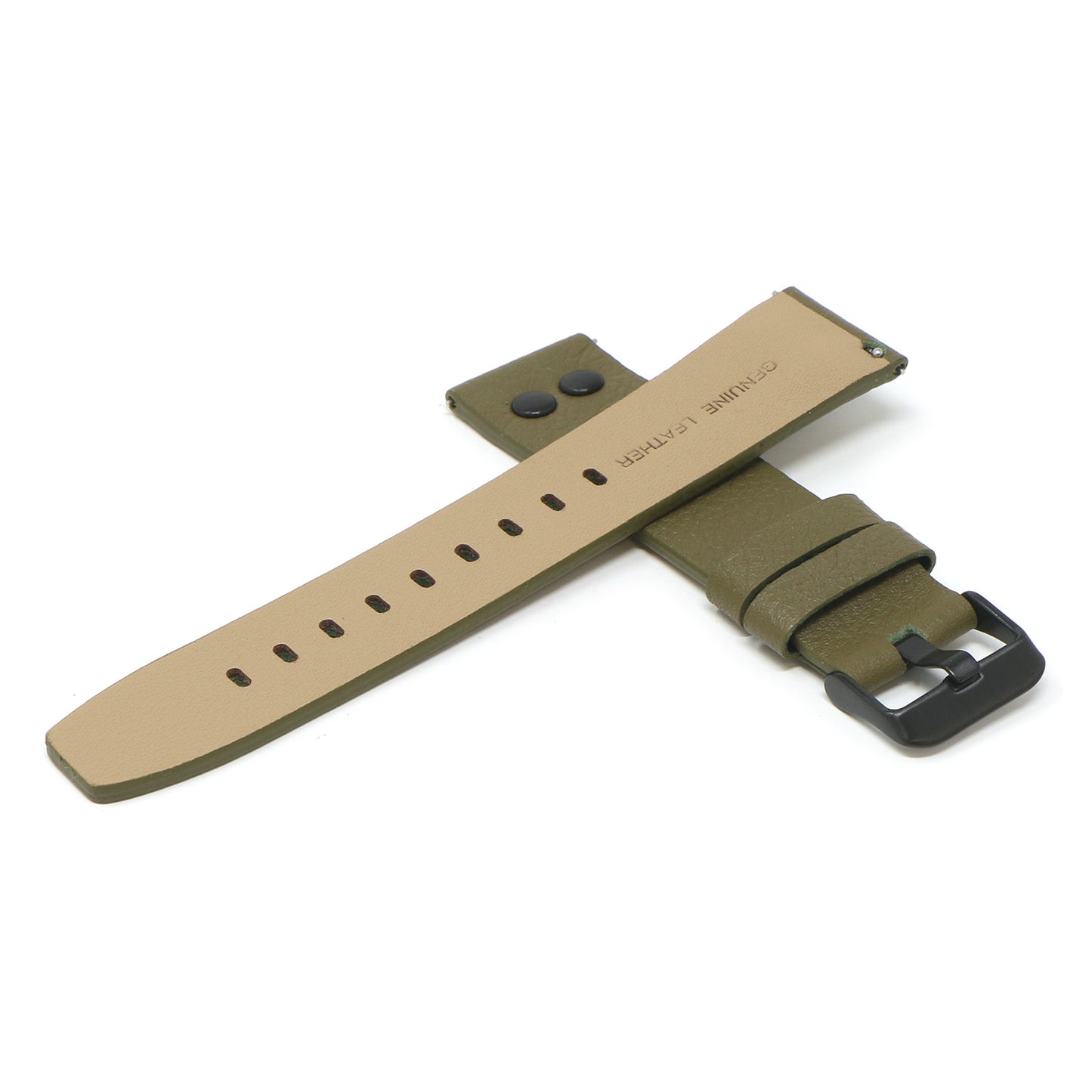 23mm Textured Leather Watch Band Strap w/ Rivets