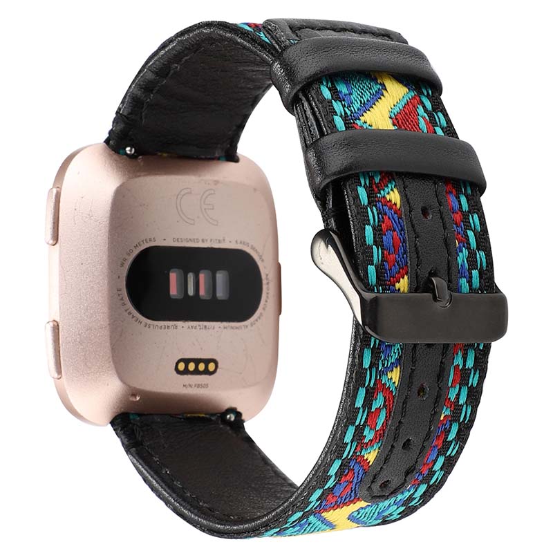 Embroidered Leather Strap for Fitbit Versa & Versa 2