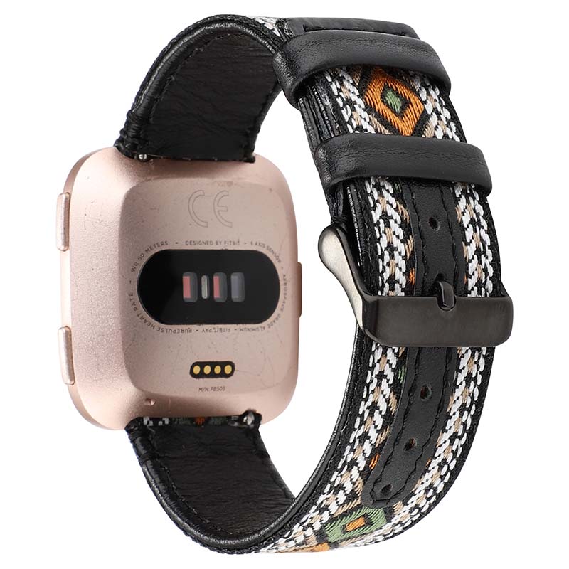 Embroidered Leather Strap for Fitbit Versa & Versa 2