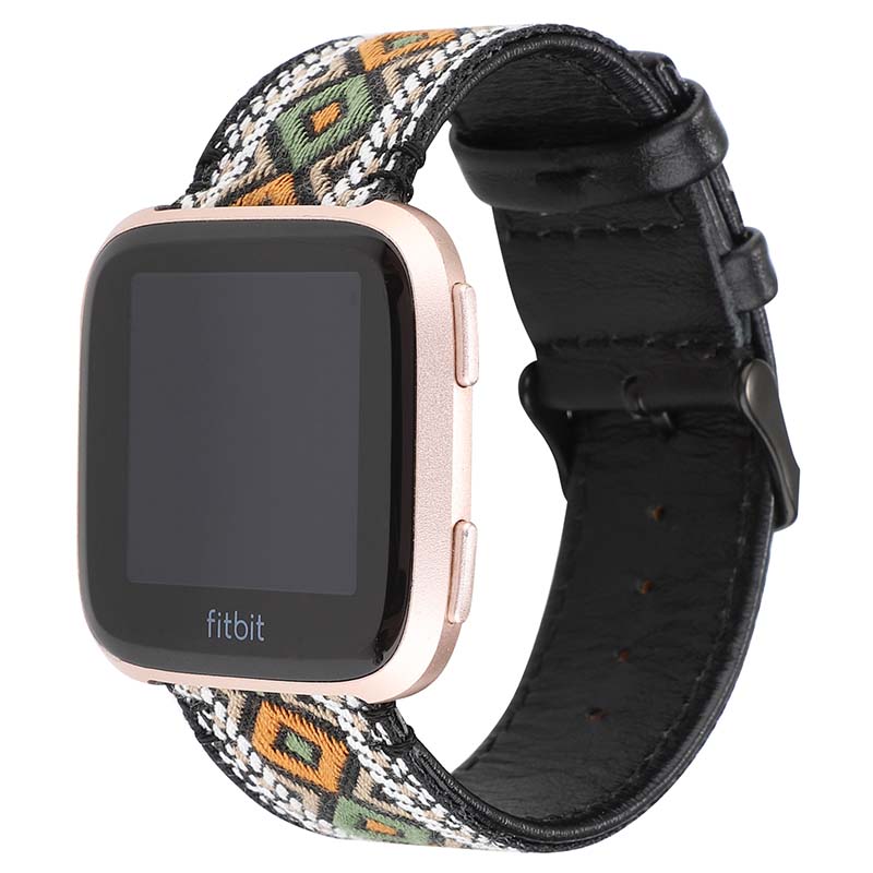 Embroidered Leather Strap for Fitbit Versa & Versa 2