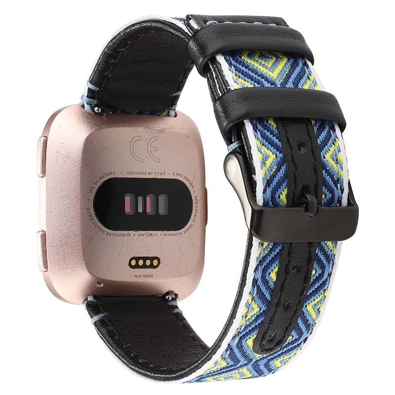 Embroidered Leather Strap for Fitbit Versa & Versa 2