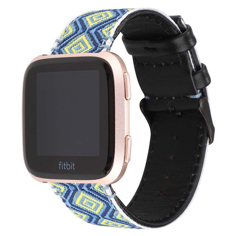 Embroidered Leather Strap for Fitbit Versa & Versa 2