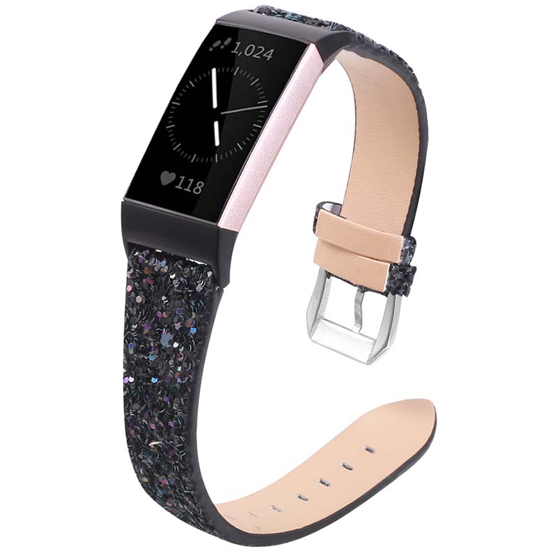 Sequin Leather Strap for Fitbit Charge 4 & Charge 3