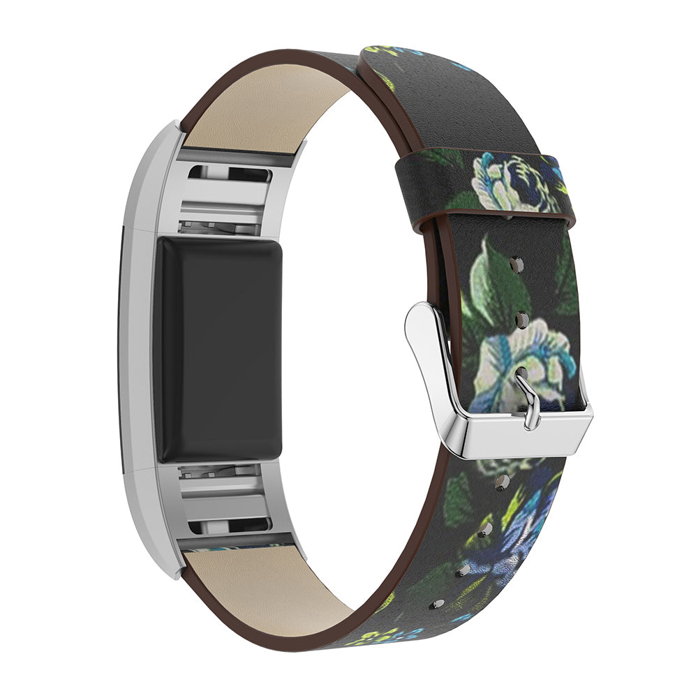 Leather Strap with Peonies for Fitbit Charge 2