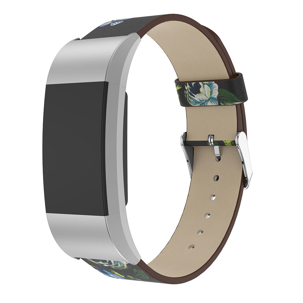 Leather Strap with Peonies for Fitbit Charge 2