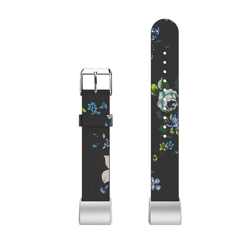 Leather Strap with Peonies for Fitbit Charge 2