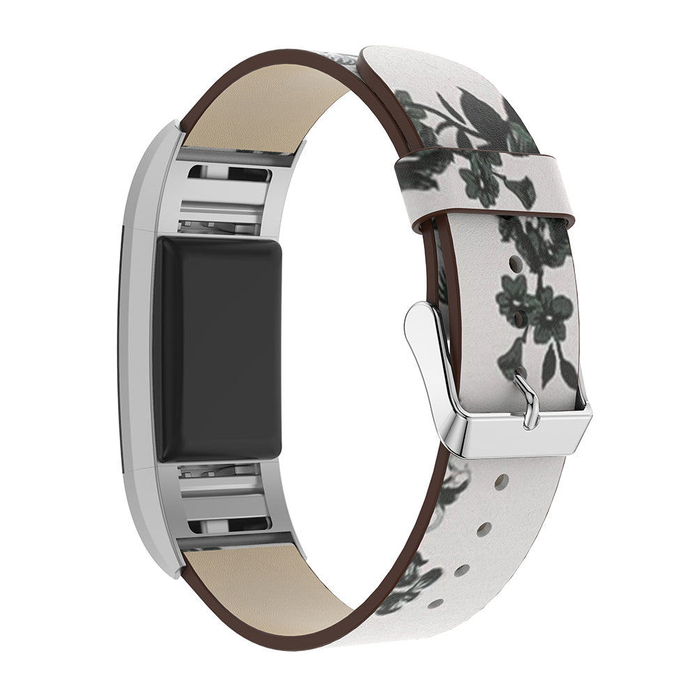 Leather Strap with Peonies for Fitbit Charge 2