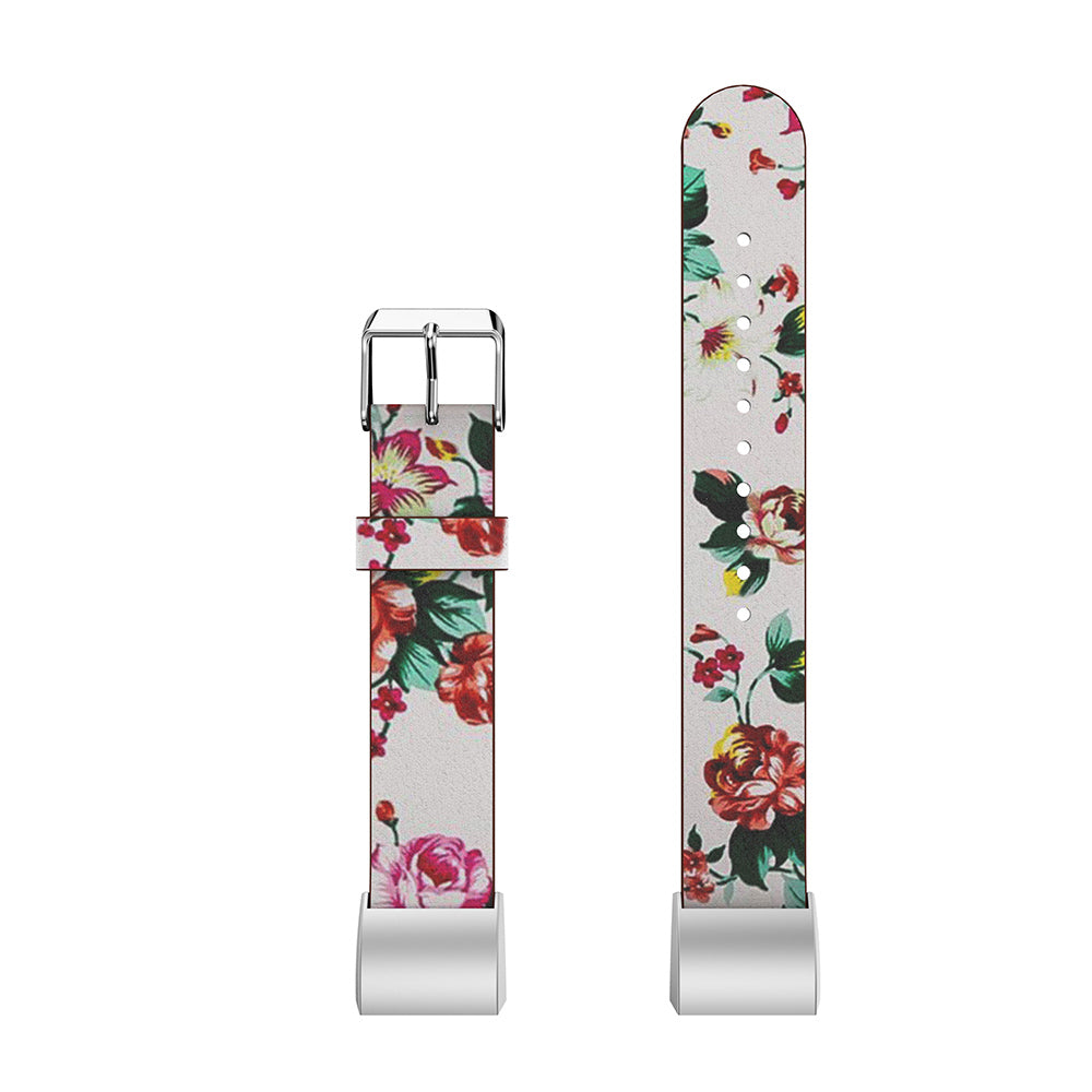 Leather Strap with Peonies for Fitbit Charge 2