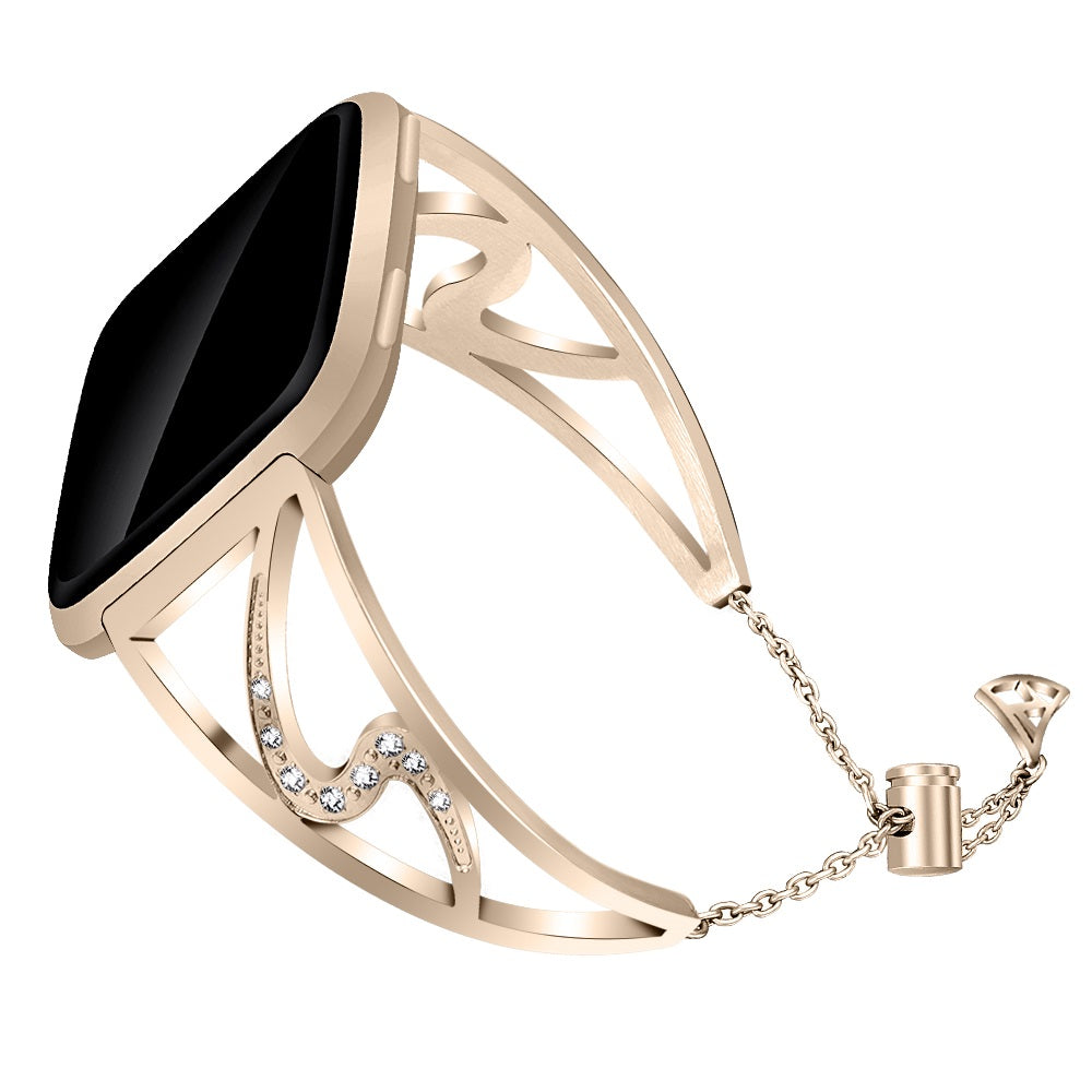 Stainless Steel Adjustable Bracelet with Rhinestone Embossed Ornamentation for Fitbit Versa & Versa 2