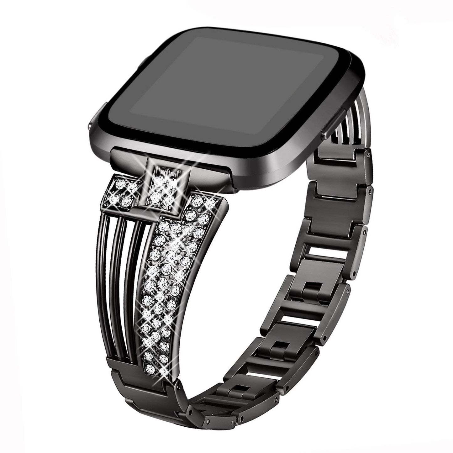 Cuff Bracelet w/ Rhinestones for Fitbit Versa & Versa 2