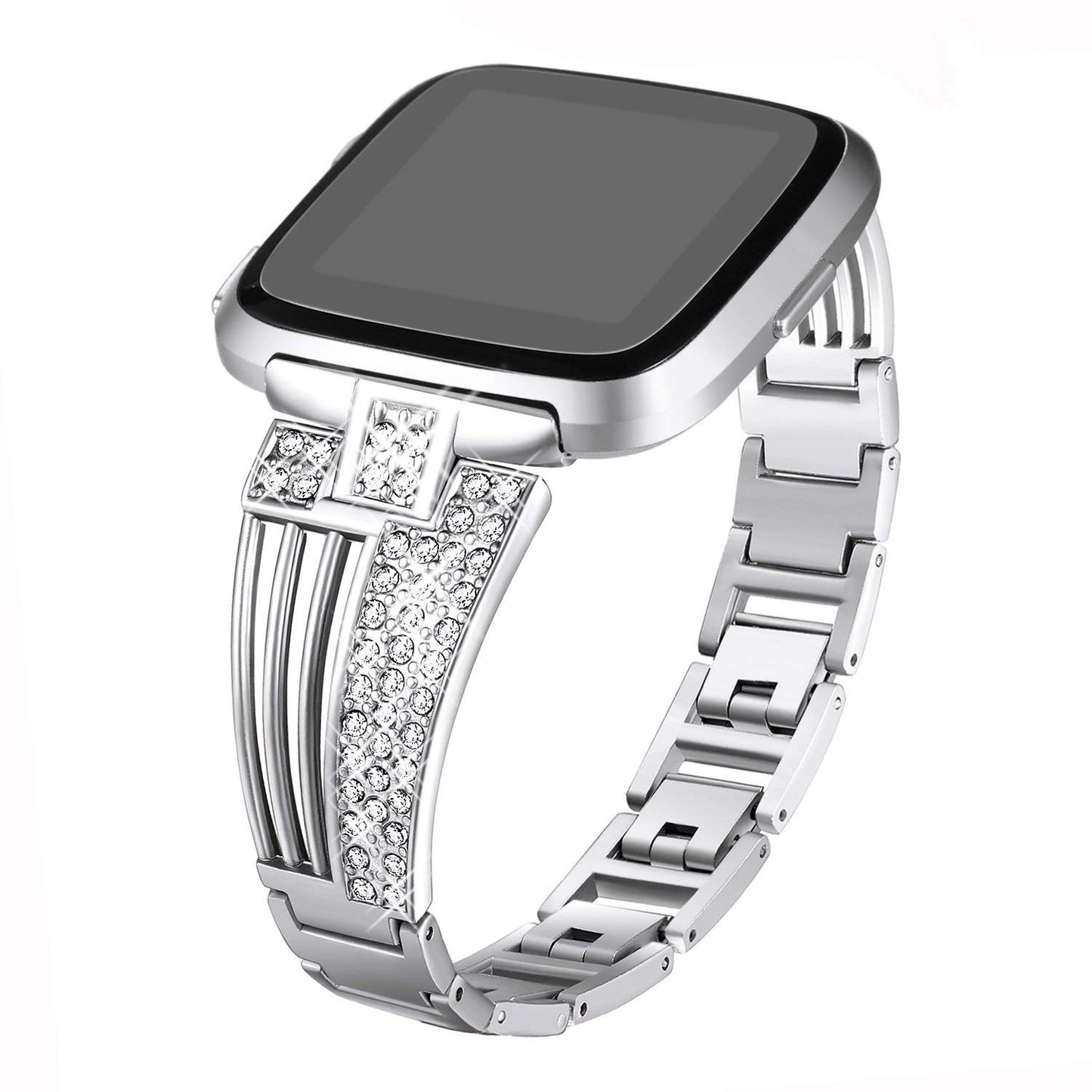 Cuff Bracelet w/ Rhinestones for Fitbit Versa & Versa 2