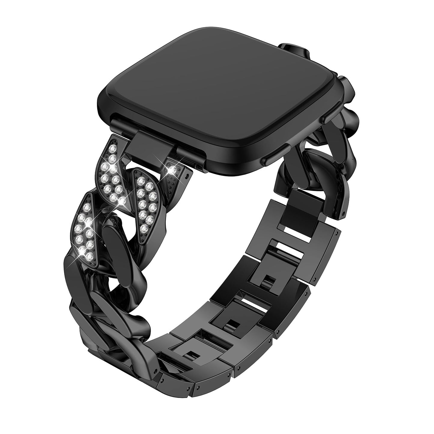 Cuban Link Bracelet w/ Rhinestones for Fitbit Versa & Versa 2