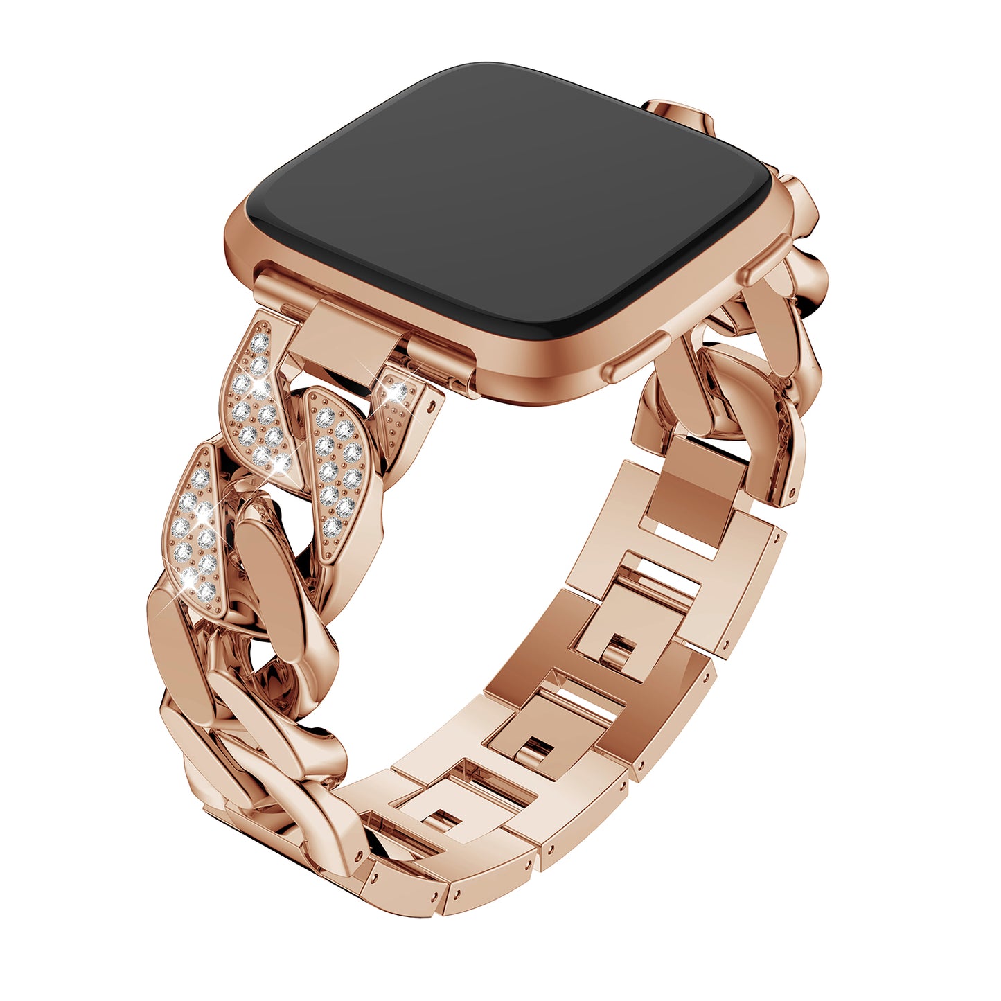 Cuban Link Bracelet w/ Rhinestones for Fitbit Versa & Versa 2