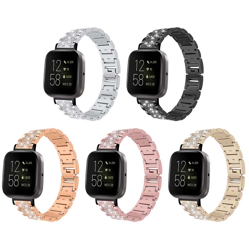 Stainless Steel Bracelet with Rhinestones for Fitbit Sense
