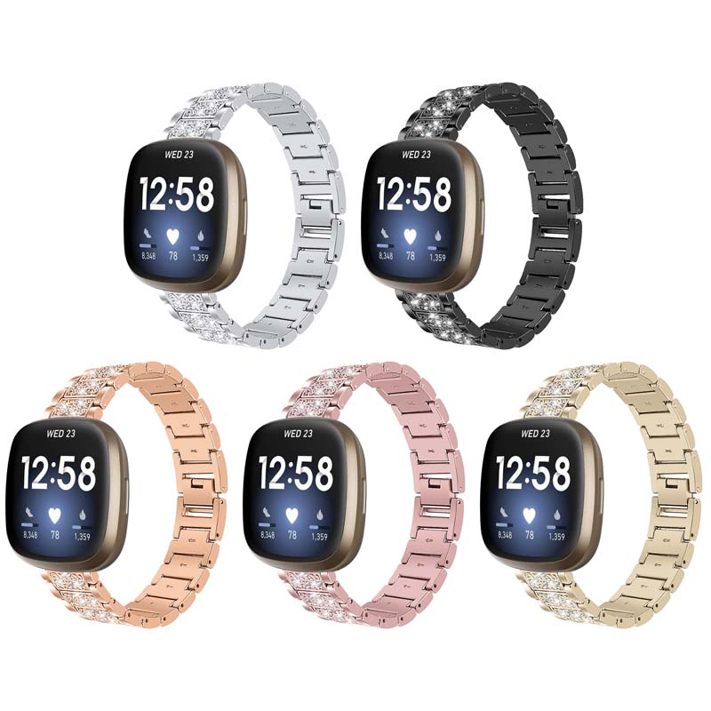 Stainless Steel Bracelet with Rhinestones for Fitbit Sense