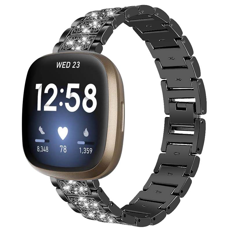Stainless Steel Bracelet with Rhinestones for Fitbit Versa 3