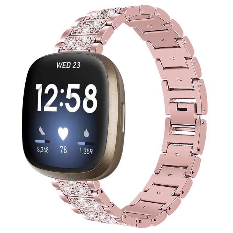 Stainless Steel Bracelet with Rhinestones for Fitbit Versa 3