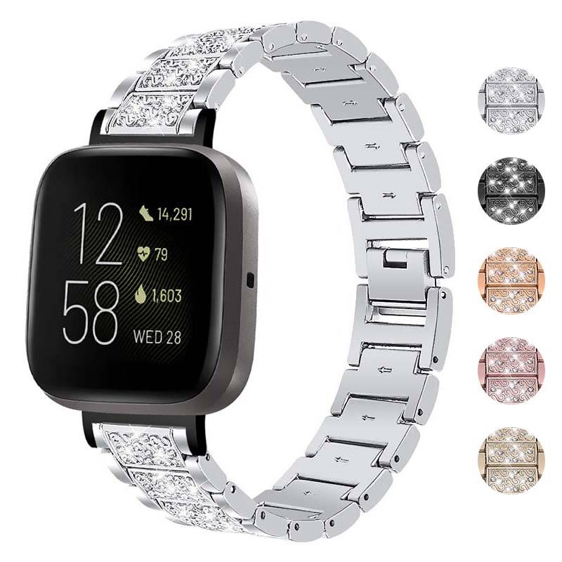 Stainless Steel Bracelet with Rhinestones for Fitbit Sense