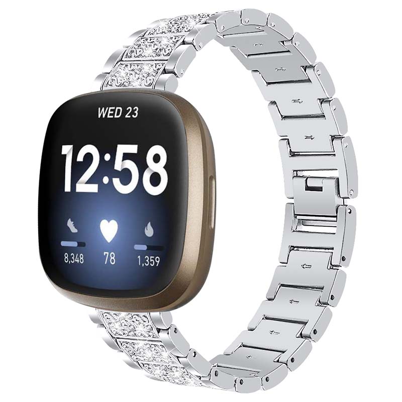 Stainless Steel Bracelet with Rhinestones for Fitbit Sense