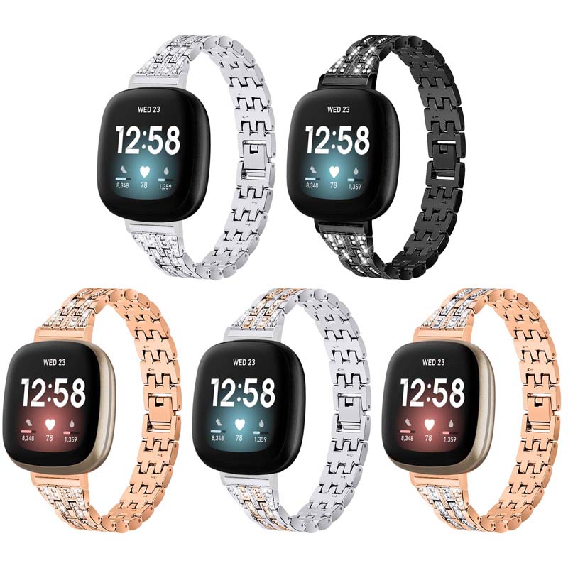 Chain Link Bracelet with Rhinestones for Fitbit Sense