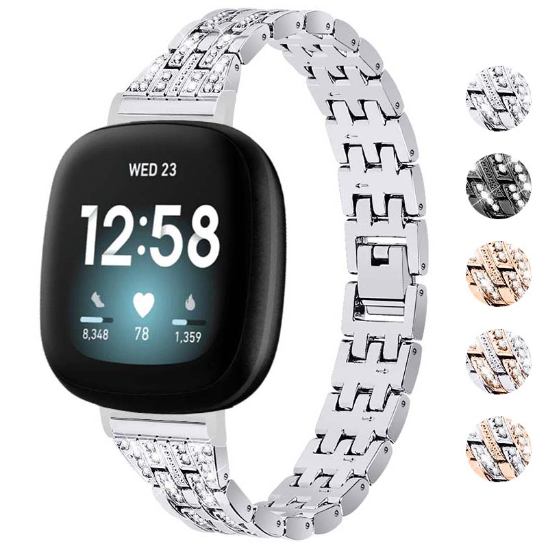 Chain Link Bracelet with Rhinestones for Fitbit Sense
