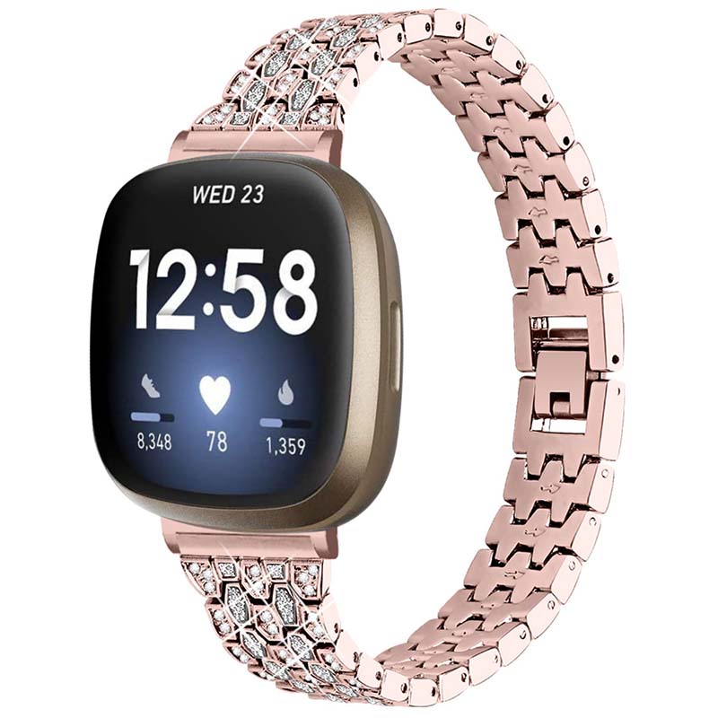 Alloy Metal Bracelet with Rhinestones for Fitbit Versa 3