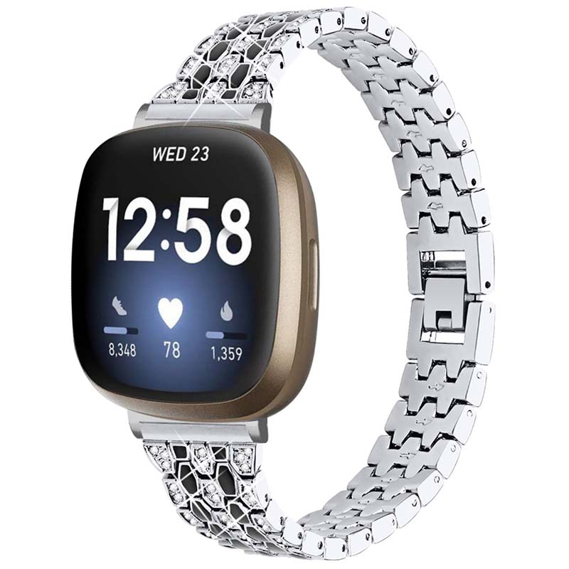 Alloy Metal Bracelet with Rhinestones for Fitbit Versa 3