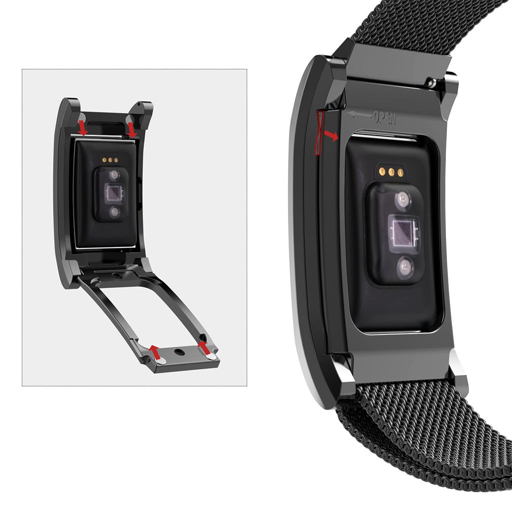 Milanese Mesh Strap with Protective Case for Fitbit Charge 2