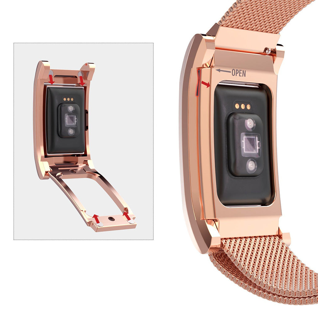 Milanese Mesh Strap with Protective Case for Fitbit Charge 2