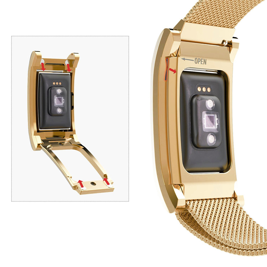 Milanese Mesh Strap with Protective Case for Fitbit Charge 2