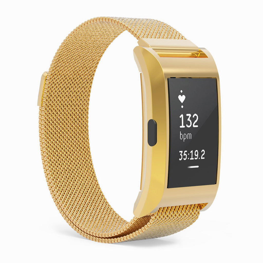 Milanese Mesh Strap with Protective Case for Fitbit Charge 2