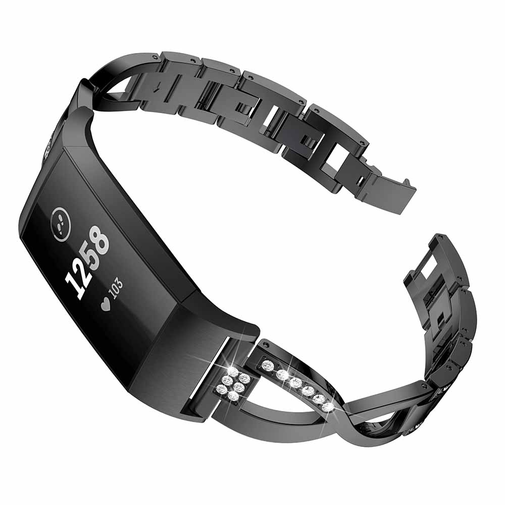 Alloy Strap w/ Rhinestones for Fitbit Charge 3 & Charge 4
