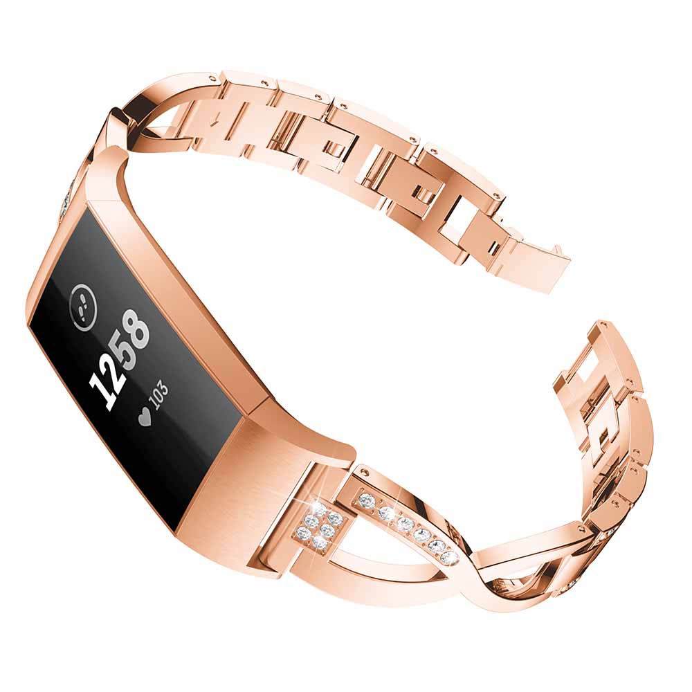 Alloy Strap w/ Rhinestones for Fitbit Charge 3 & Charge 4