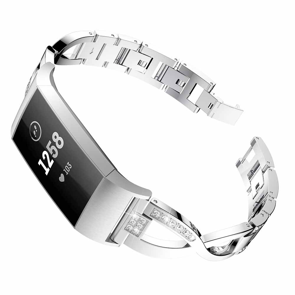 Alloy Strap w/ Rhinestones for Fitbit Charge 3 & Charge 4