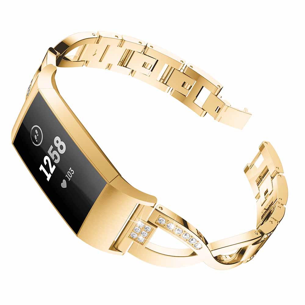 Alloy Strap w/ Rhinestones for Fitbit Charge 3 & Charge 4