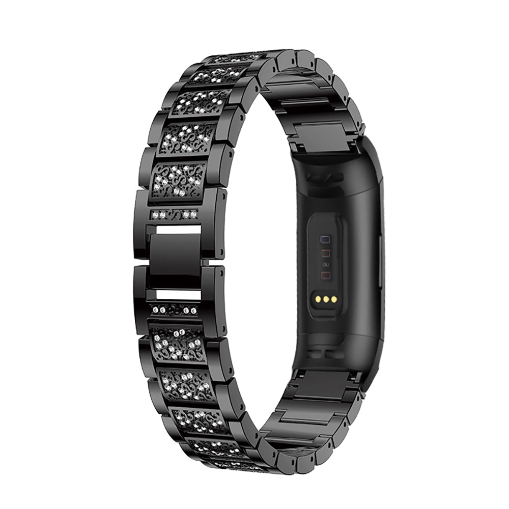Metal Strap w/ Rhinestones for Fitbit Charge 3 & Charge 4