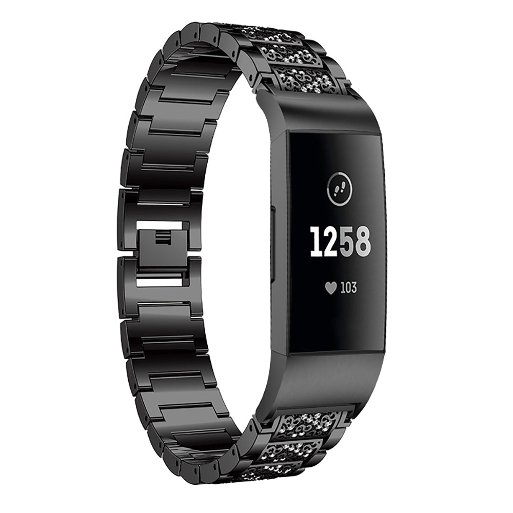 Metal Strap w/ Rhinestones for Fitbit Charge 3 & Charge 4