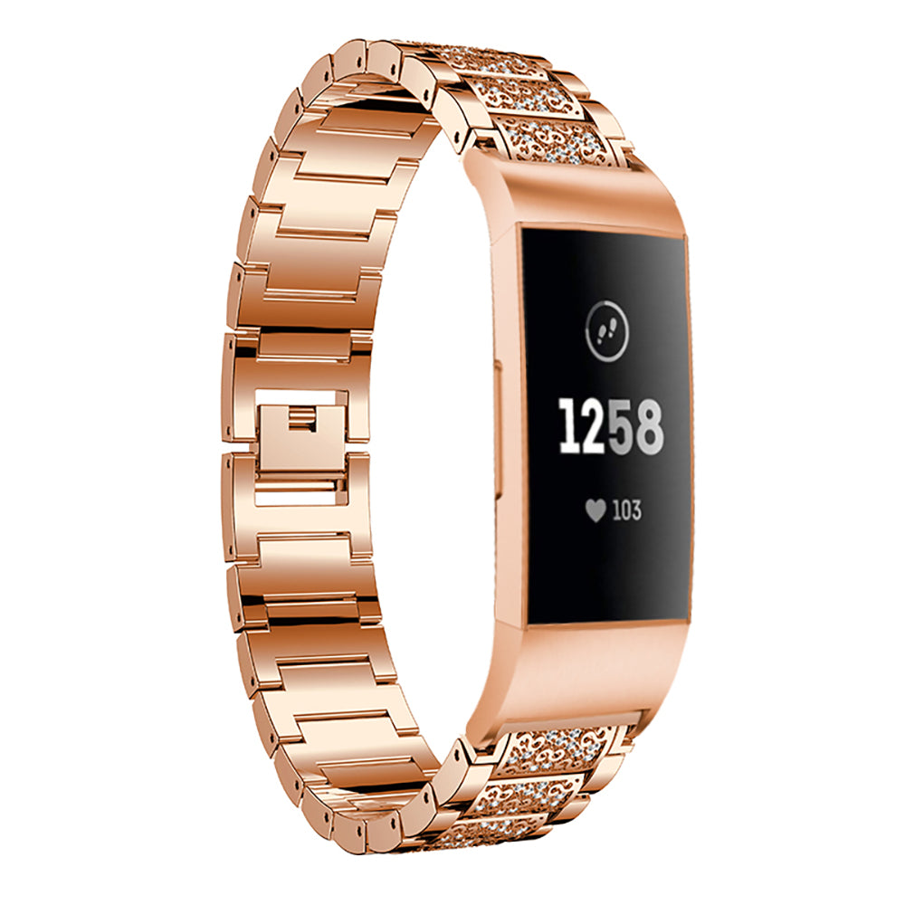 Metal Strap w/ Rhinestones for Fitbit Charge 3 & Charge 4