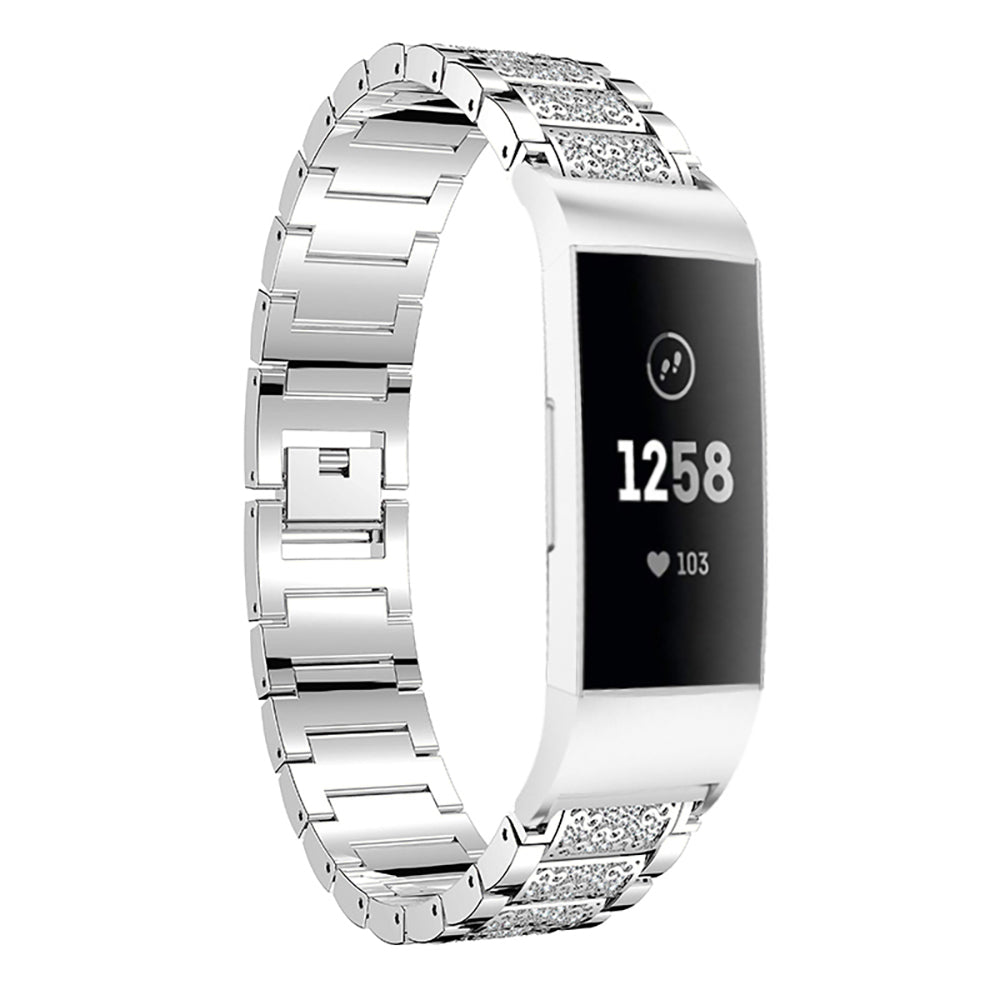 Metal Strap w/ Rhinestones for Fitbit Charge 3 & Charge 4
