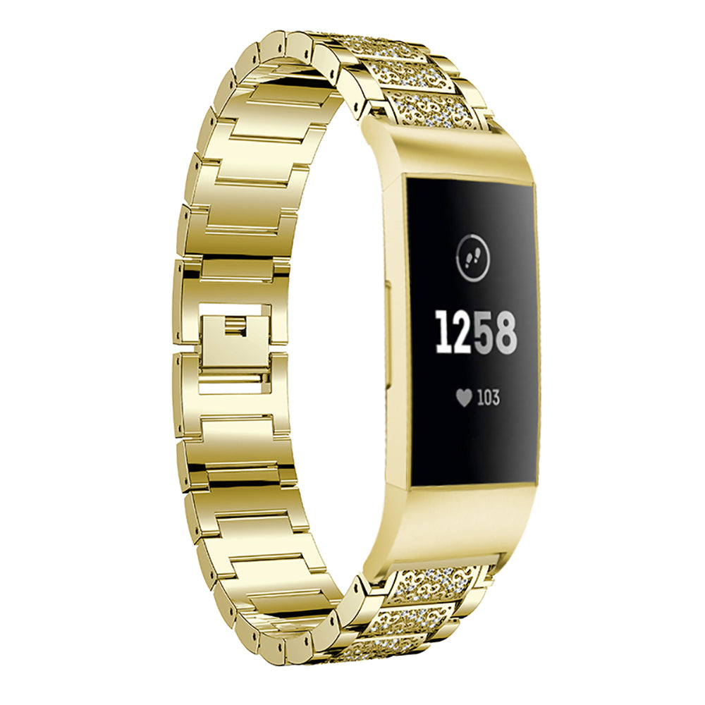 Metal Strap w/ Rhinestones for Fitbit Charge 3 & Charge 4