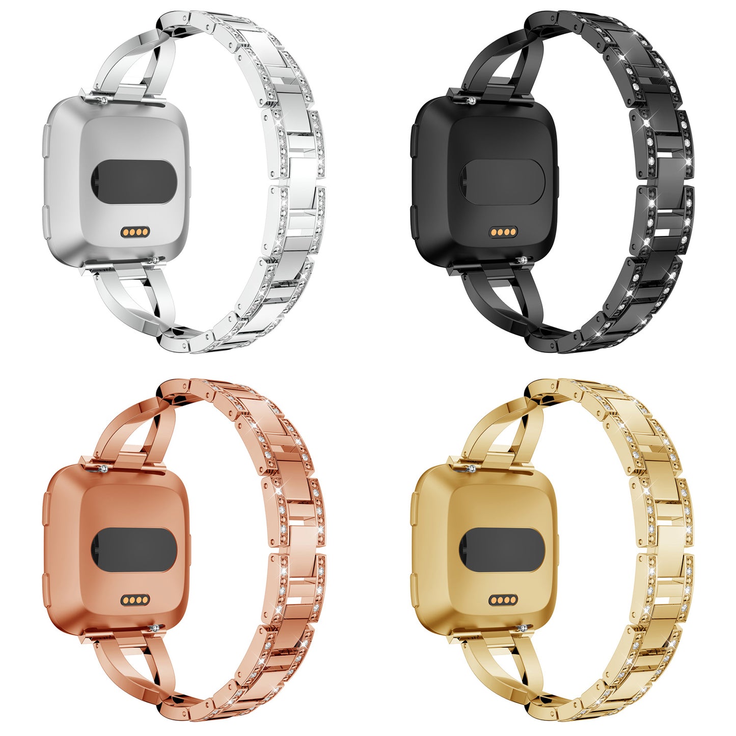 Alloy Bracelet w/ Rhinestones for Fitbit Charge 3 & Charge 4