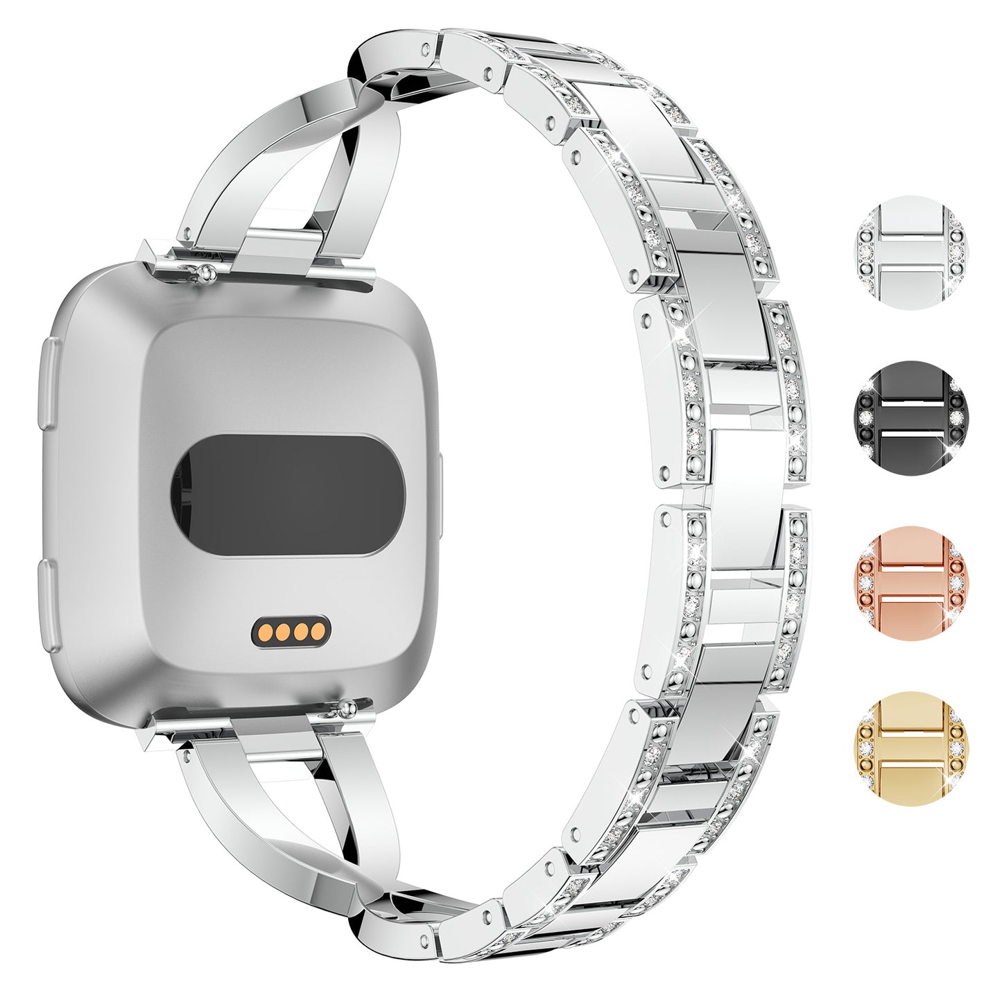 Alloy Bracelet w/ Rhinestones for Fitbit Charge 3 & Charge 4