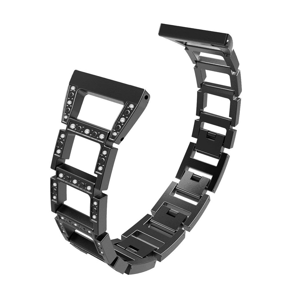 Square Link Alloy Bracelet w/ Rhinestones for Fitbit Versa & Versa 2