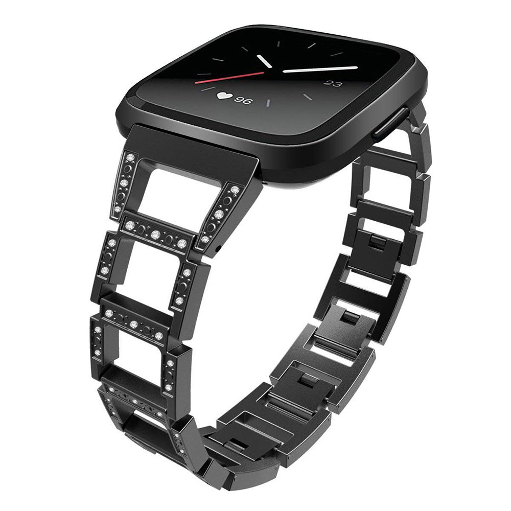 Square Link Alloy Bracelet w/ Rhinestones for Fitbit Versa & Versa 2