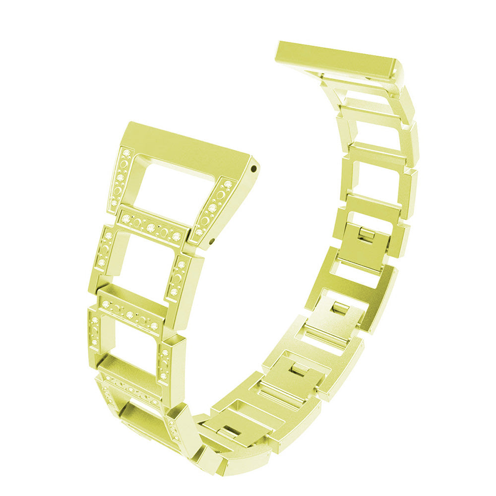 Square Link Alloy Bracelet w/ Rhinestones for Fitbit Versa & Versa 2
