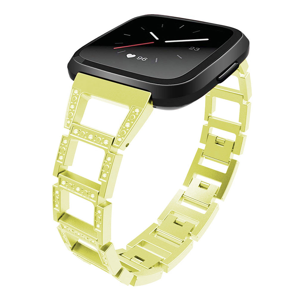 Square Link Alloy Bracelet w/ Rhinestones for Fitbit Versa & Versa 2