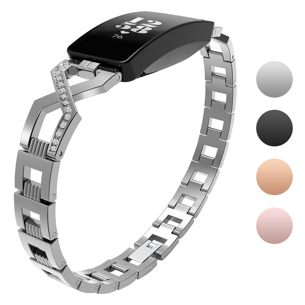 AISPORTS Compatible avec Fitbit Charge 5 Bracelet pour Femmes, Cristal  Bling Glitter Diamant Strass Bijoux Métal Bracelet Réglable Bracelet Sangle  de