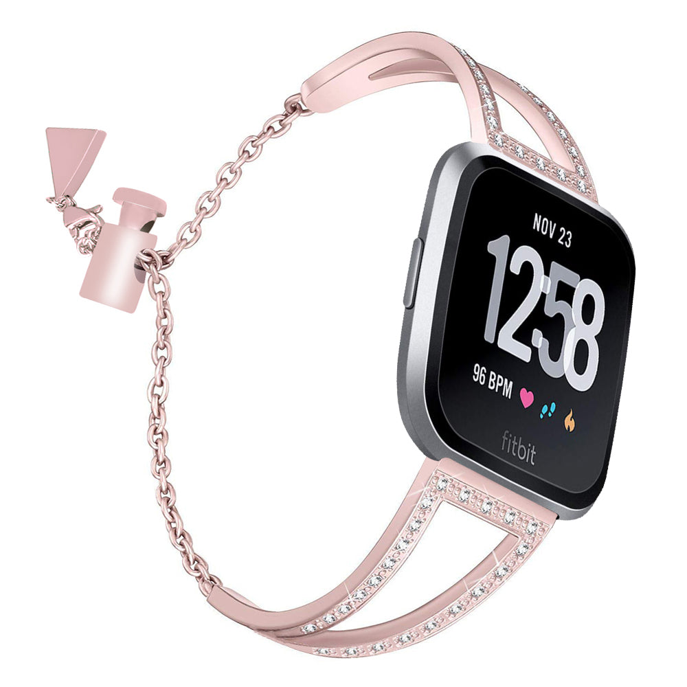 Stainless Steel Adjustable Bracelet with Rhinestones for Fitbit Versa & Versa 2