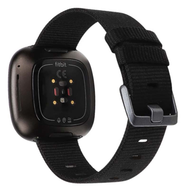 Canvas Strap with Polished Silver Buckle for Fitbit Versa 3