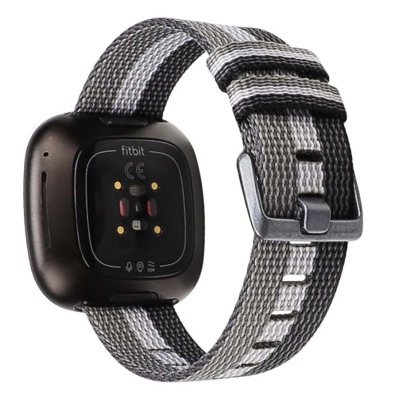 Canvas Strap with Polished Silver Buckle for Fitbit Versa 3